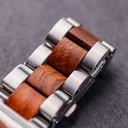 Apex Elite: Sophisticated wooden watches for men. Features Japanese Movement, chronograph, stainless steel, natural wood, blue dial. Durable and stylish.