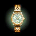 The Radiance Emerald Elegance is crafted from olive wood and stainless steel brushed gold, featuring a green dial and brushed gold metal details.