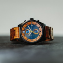 Oceanic is made of Kosso wood, featuring a blue dial.