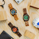 Oceanic is made of Kosso wood, featuring a blue dial.