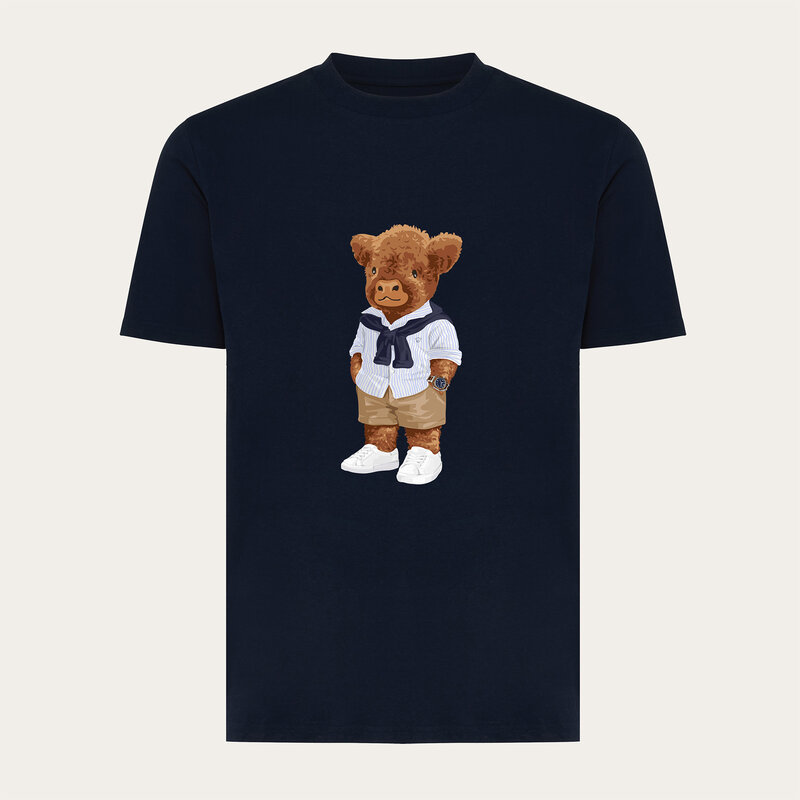 Soft unisex short-sleeved t-shirt with a round neck, made of 100% organic and recycled cotton and featuring a full body Harvey.