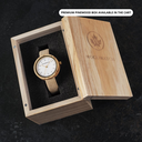 Inspired by contemporary Nordic minimalism. The NORDIC Copenhagen features a 36mm diameter white olive wood case with a white dial and gold details. Handmade from sustainably sourced wood and combined with an ultra soft beige sustainable vegan leather str