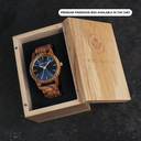 The Astro Kosso features a modernized minimal blue dial with bold details in a 45mm case. A wrist essential combining natural wood with stainless steel and sapphire coated glass. The Astro Kosso is handmade from natural Kosso wood from East Africa.