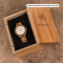 The AURORA Collection breaths the fresh air of Scandinavian nature and the astonishing views of the sky. This light weighing watch is made of European Olive Wood, accompanied by a light stainless-steel dial with a rose gold highlight and shining rose gold