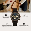 The Chrono Sailor Walnut is made from natural walnut wood and features a double layered deep blue dial with golden details.