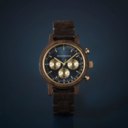 The Chrono Sailor Walnut is made from natural walnut wood and features a double layered deep blue dial with golden details.