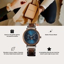 The ELEMENT Collection is comprised of four unique designs in the WoodWatch range, showcasing a combination of 316 stainless steel and wood. The 41mm diameter Cobalt Acacia watch features our characteristic moonphase movement and two subdials to display t