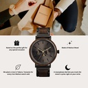 The ELEMENT Collection is comprised of four unique designs in the WoodWatch range, showcasing a combination of 316 stainless steel and wood. The 41mm diameter Iron Walnut watch features our characteristic moonphase movement and two subdials to display the