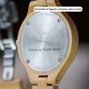 The AURORA Collection breaths the fresh air of Scandinavian nature and the astonishing views of the sky. This light weighing watch is made of Canadian Maplewood, accompanied by a blue stainless-steel dial with silver details.<br />
The watch is available with