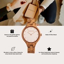 The AURORA Collection breaths the fresh air of Scandinavian nature and the astonishing views of the sky. This light weighing watch is made of European Olive Wood, accompanied by a light stainless-steel dial with a rose gold highlight and shining rose gold