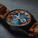 Oceanic is made of Kosso wood, featuring a blue dial.