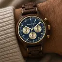 The Chrono Sailor Walnut is made from natural walnut wood and features a double layered deep blue dial with golden details.