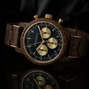 The Chrono Sailor Walnut is made from natural walnut wood and features a double layered deep blue dial with golden details.