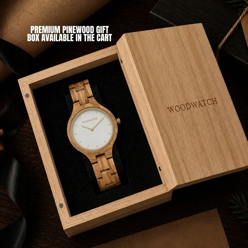 La colección AURORA transpira el aire fresco de la naturaleza escandinava y los espectaculares cielos. Este liviano reloj está hecho de Madera de Olivo Europeo, y va acompañado de una ligera esfera de acero inoxidable con un toque dorado y detalles en dor