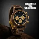 The Chrono Sailor Walnut is made from natural walnut wood and features a double layered deep blue dial with golden details.