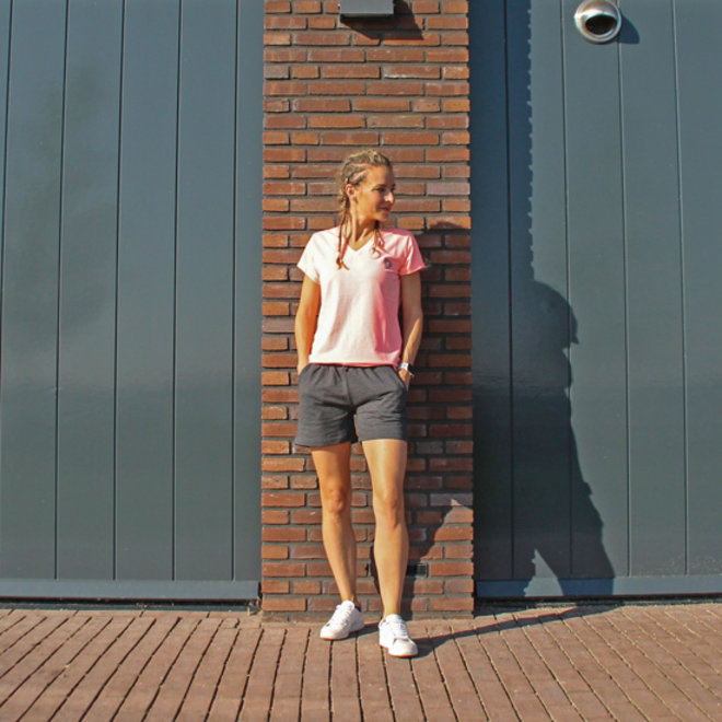 Donnay Dames - Korte Joggingbroek Romy - Donkergrijs gemêleerd