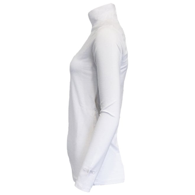 Campri Dames - Skipully 1/4 rits - shirt met col - Wit