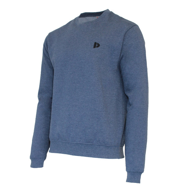 Donnay Heren - Fleece Crew Sweater Dean - Donkerblauw gemêleerd