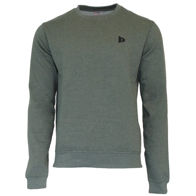 Donnay Heren - Fleece Crew Sweater Dean - Legergroen gemêleerd