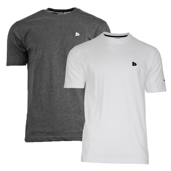 Donnay Donnay Heren - 2-Pack - T-Shirt Vince - Wit & Donkergrijs