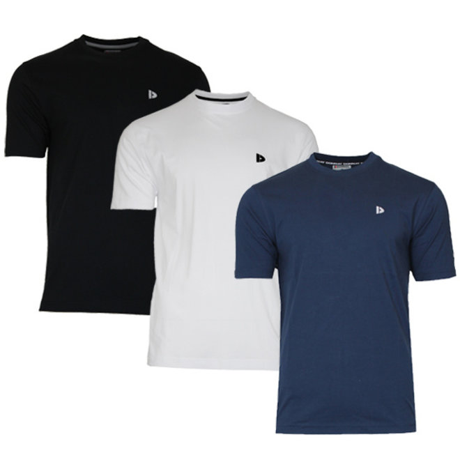 Donnay Heren - 3-Pack - T-Shirt Vince - Zwart/Wit/Navy