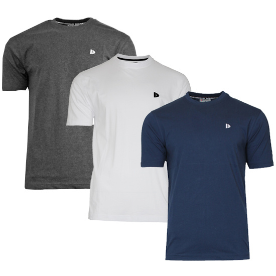 Donnay Donnay Heren - 3-Pack - T-Shirt Vince - Donkergrijs/Wit/Navy