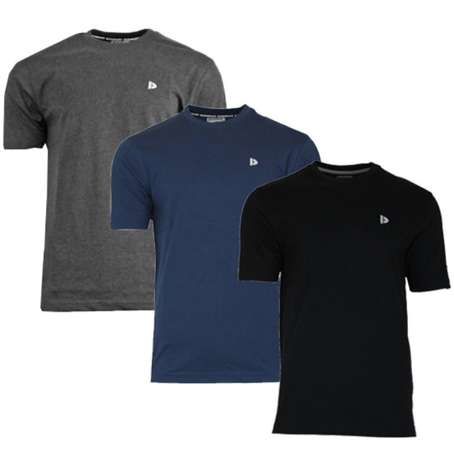 Donnay Heren - 3-Pack - T-Shirt Vince - Donkergrijs/Navy/Zwart