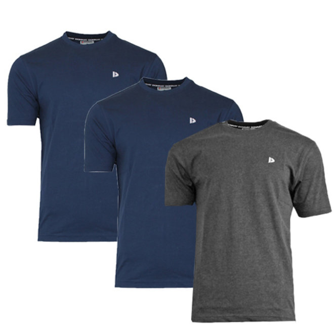 Donnay Heren - 3-Pack - T-Shirt Vince - Navy & Donkergrijs