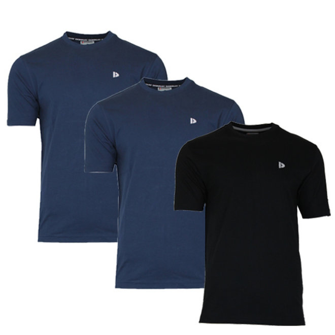 Donnay Heren - 3-Pack - T-Shirt Vince - Navy & Zwart