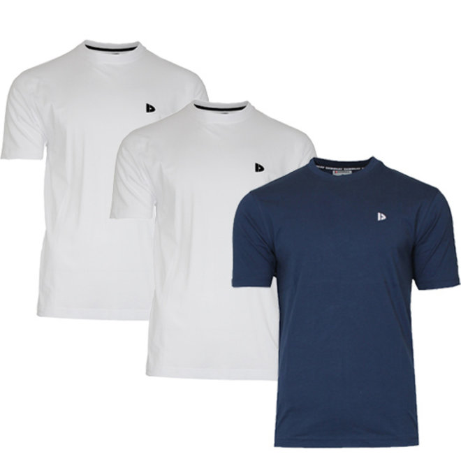 Donnay Heren - 3-Pack - T-Shirt Vince - Wit & Navy