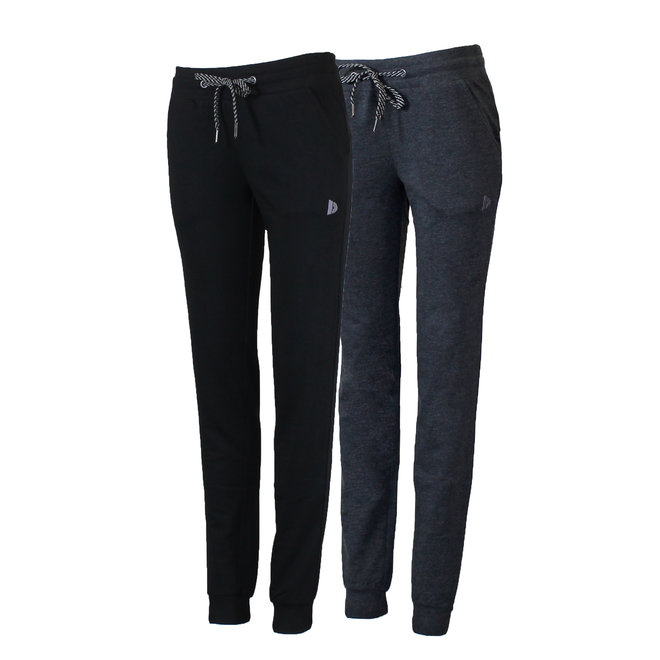 Donnay Dames - 2-Pack - Joggingbroek Puck - Zwart & Grijs