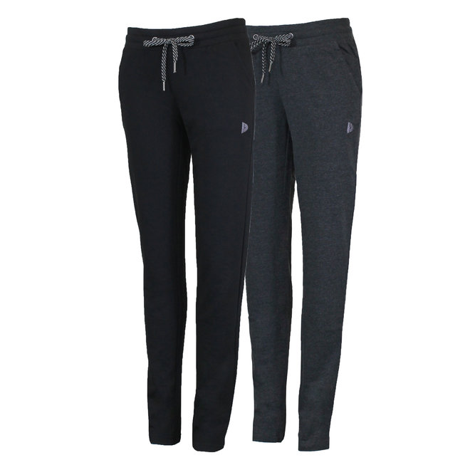 Donnay Dames - 2-Pack - Joggingbroek rechte pijp Lily - Zwart  & Grijs