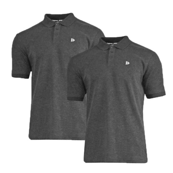 Donnay Heren - 2-Pack - Polo shirt Noah - Donkergrijs gemêleerd