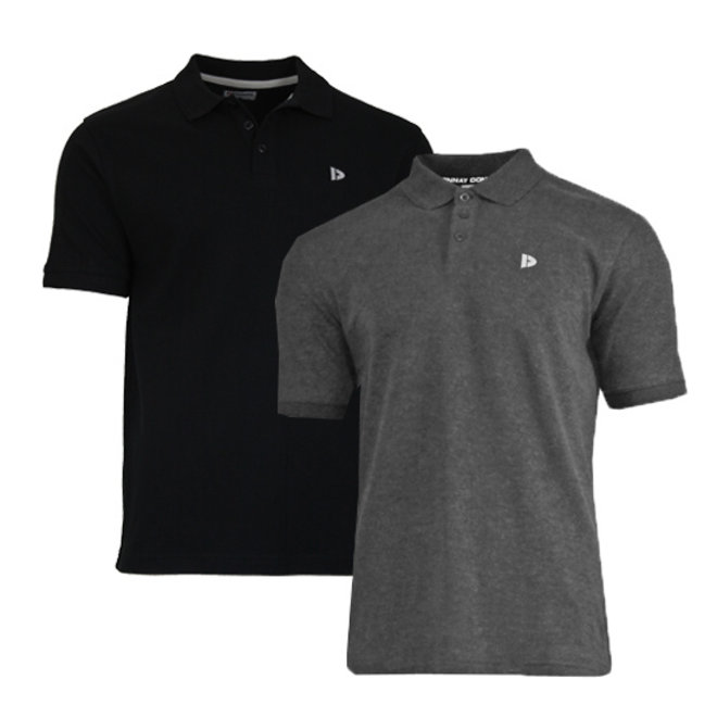 Donnay Heren - 2-Pack - Polo shirt Noah - Zwart  & Donkergrijs