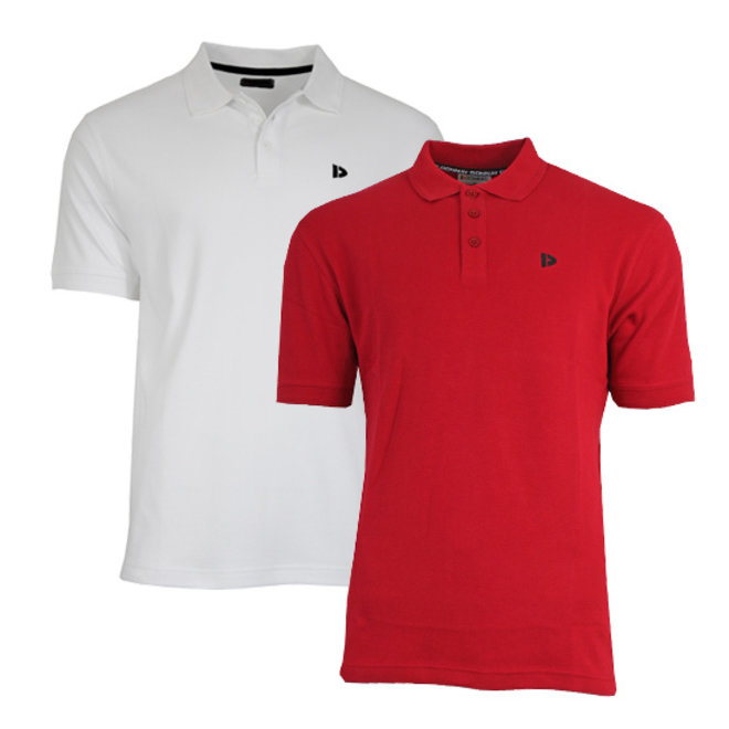 Donnay Heren - 2-Pack - Polo shirt Noah - Wit & Rood