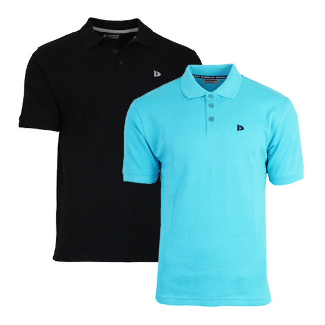 Donnay Heren - 2-Pack - Polo shirt Noah - Zwart & Oceaan blauw