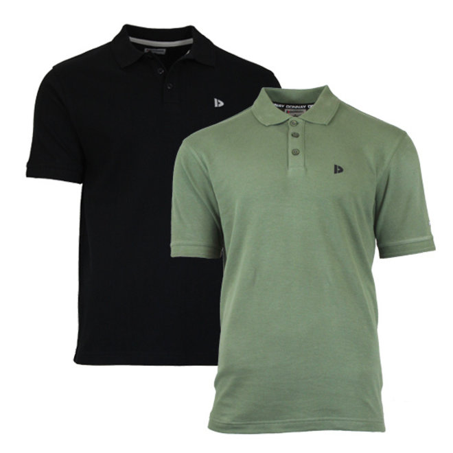 Donnay Heren - 2-Pack - Polo shirt Noah - Zwart & Legergroen