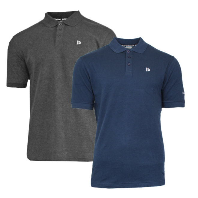 Donnay Heren - 2-Pack - Polo shirt Noah - Donkergrijs & Navy