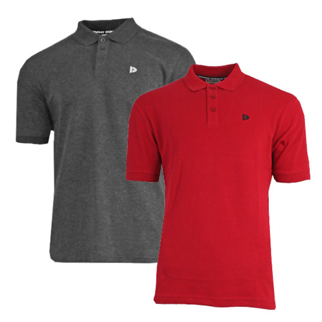 Donnay Heren - 2-Pack - Polo shirt Noah - Donkergrijs & Rood