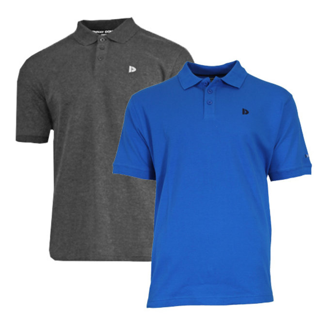 Donnay Heren - 2-Pack - Polo shirt Noah - Donkergrijs & Cobaltblauw