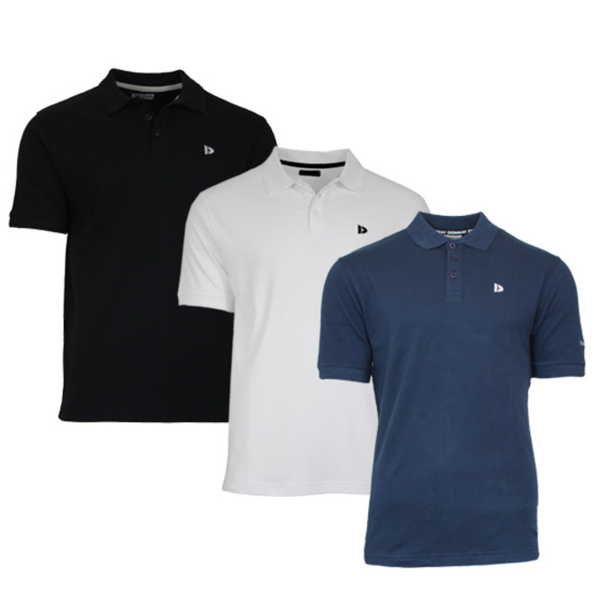 Donnay Heren - 3-Pack - Polo shirt Noah - Zwart / Wit / Navy