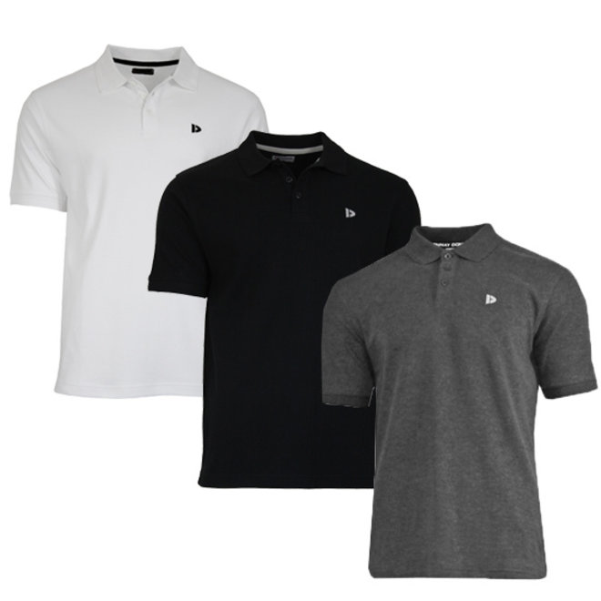 Donnay Heren - 3-Pack - Polo shirt Noah - Wit / Zwart / Donkergrijs - Nederland