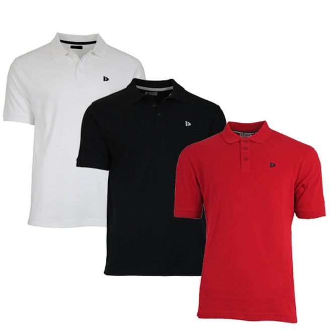 Donnay Heren - 3-Pack - Polo shirt Noah - Wit / Zwart / Rood