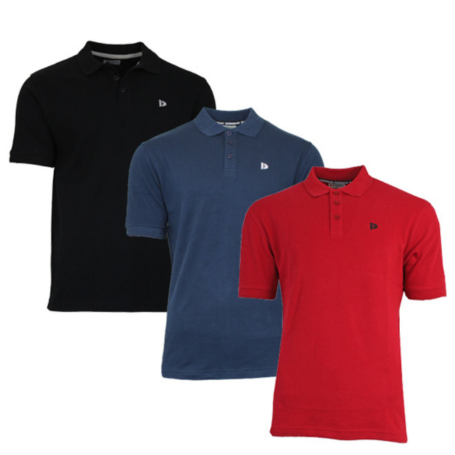 Donnay Heren - 3-Pack - Polo shirt Noah - Zwart / Navy / Rood