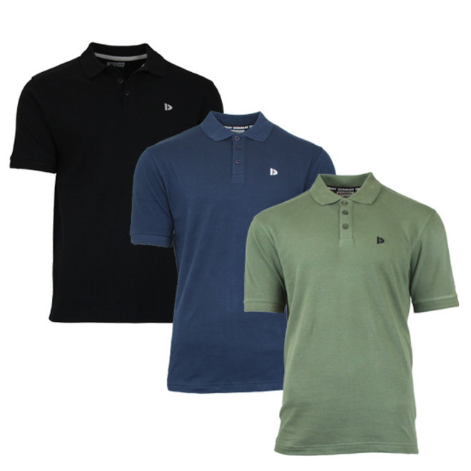 Donnay Heren - 3-Pack - Polo shirt Noah - Zwart / Navy / Legergroen