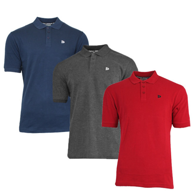 Donnay Heren - 3-Pack - Polo shirt Noah - Navy / Donkergrijs / Rood