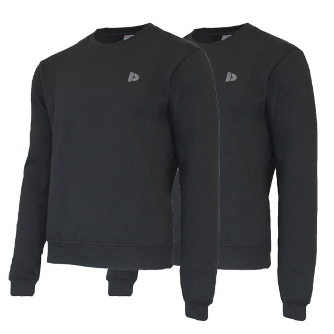 Donnay Heren - 2-Pack - Fleece Crew Sweater Dean - Zwart