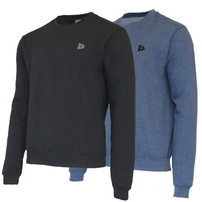 Donnay Heren - 2-Pack - Fleece Crew Sweater Dean - Zwart & Donkerblauw
