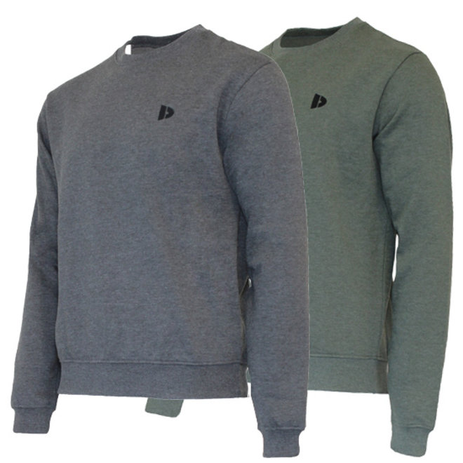 Donnay Heren - 2-Pack - Fleece Crew Sweater Dean - Donkergrijs & Legergroen