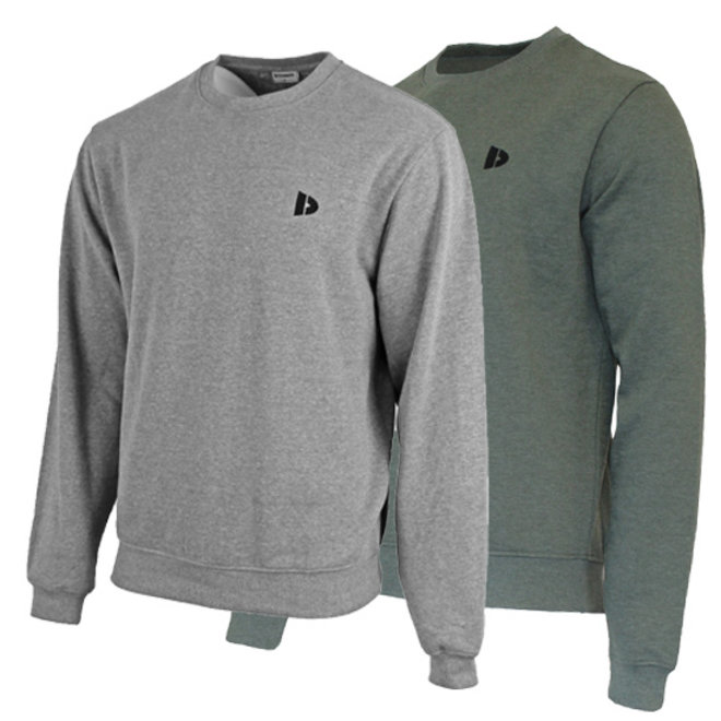 Donnay Heren - 2-Pack - Fleece Crew Sweater Dean - Zilvergrijs & Legergroen